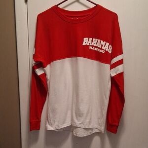 Bahamas Nassau Red and White Long Sleeve Shirt Size M